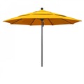 California Umbrella 11' Black Aluminum Market Patio Umbrella, Sunbrella Sunflower Yellow 194061333426